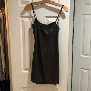 Raya Sparkling Tie-back Dress in Black Gold